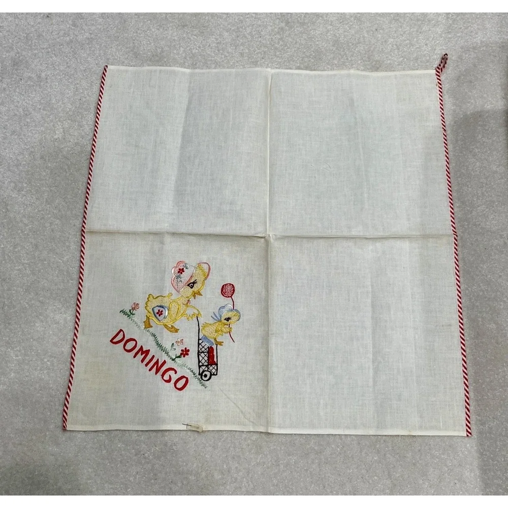 Vintage Mexican Days Of The Week Embroidered Tea Towels Set Of 7 Hecho En Mexico